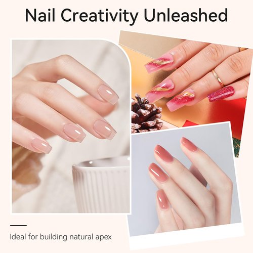Makartt Clear Builder Nail Gel, 7 in 1 Gel Nail Polish Rubber Base Coat Hard UV Light Strengthener Extension Thickening Rhinestone Soak Off Builder for Broken Nails Repair, 1 Bottle 15ml