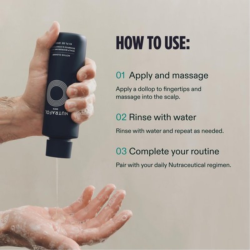 Nutrafol Men's Shampoo and Conditioner 2-in-1, Cleanses, Hydrates, Unclogs Pores, Improves Hair Volume & Strength, Physician-formulated for Thinning Hair, Color Safe, Sulfate Free - 8.1 Fl Oz Bottle