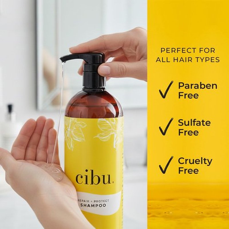 CIBU Repair + Protect Shampoo 30086 Restores Damaged Hair Protects from Breakage | Safe for Color-Treated Hair | Smooths & Strengthens | Sulfate-Free | Gentle for Daily Use | Refreshing Scent 1 Liter