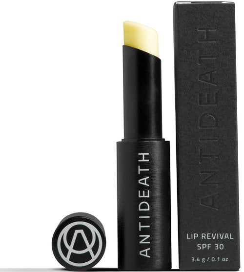 Antideath Lip Revival Balm with SPF 30, Vegan Mineral Sunscreen, Recyclable aluminum packaging, For men and women, Hyaluronic Acid, Lightweight Formula, Matte, No whitecast, No aftertaste