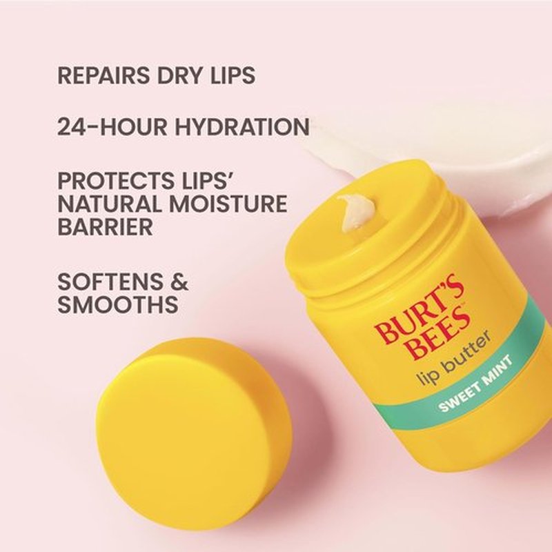 Burt's Bees Sweet Mint Lip Butter - 24-Hour Hydration & Moisture Lock - 0.5 Oz Antioxidant Rich Formula