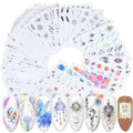 40 Sheets Flowers Nail Art Stickers, Holographic Flower Leaf Butterfly Pendant Necklace Feather Animal Line Nail Art Decals, Floral Resin Water Transfer Decal for Women Manicure Charms Decorations