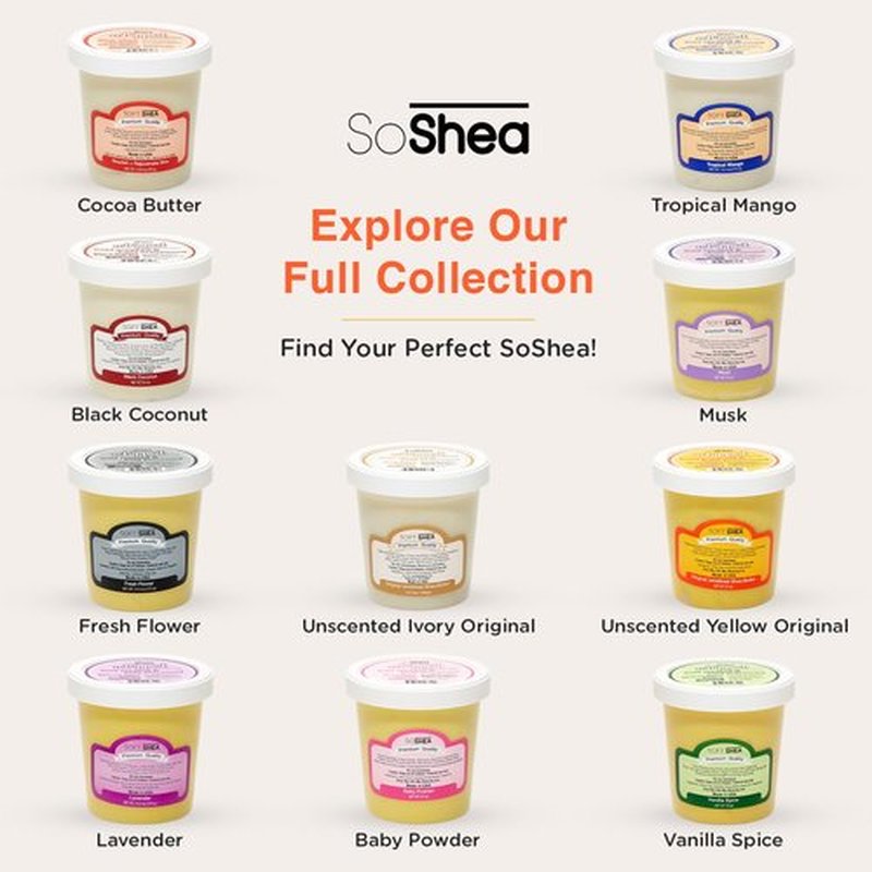 SoShea Whipped Shea Butter Baby Powder - Nourishes, Moisturizes & Renews | 100% African Pure Shea Butter | Cold-Pressed & Cold-Processed | No Dyes & Parabens | Vegan | 11.50oz / 326g