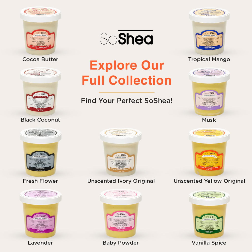 SoShea Whipped Shea Butter Unscented Ivory Original - Nourishes, Moisturizes & Renews | 100% African Pure Shea Butter | Cold-Pressed & Cold-Processed | No Dyes & Parabens | Vegan | 11.50oz / 326g