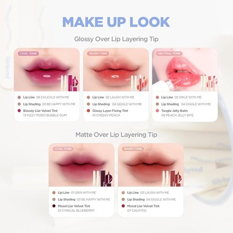 Lilybyred Smiley Lip Blending Stick - 3-in-1 Multi-Use Lip Liner with Smooth Creamy Texture | 0.028 oz (01 Grin with Me)