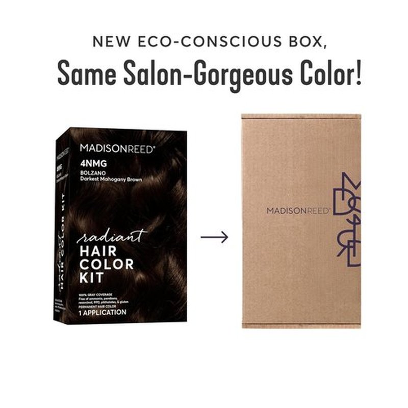 Madison Reed Radiant Hair Color Kit - 4NMG Darkest Chocolate Brown with Warm Mahogany Tones | PPD-Free, Ammonia-Free Permanent Dye, 1 Pack