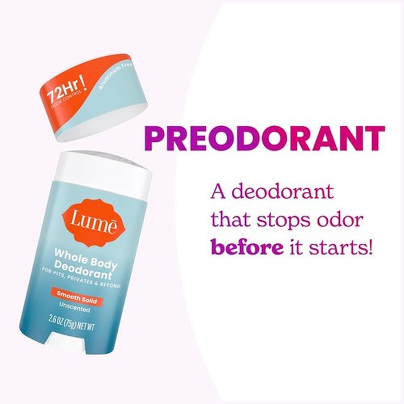 Lume Whole Body Deodorant - 72-Hour Odor Control Solid Stick - Aluminum & Baking Soda Free | 2.6 oz (Pack of 2)