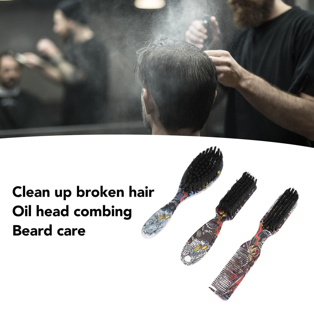 3pcs Men Beard Brush Set 2 in 1 Beard Comb Brush Oil Head Combing Portable Hair Styling Tool
