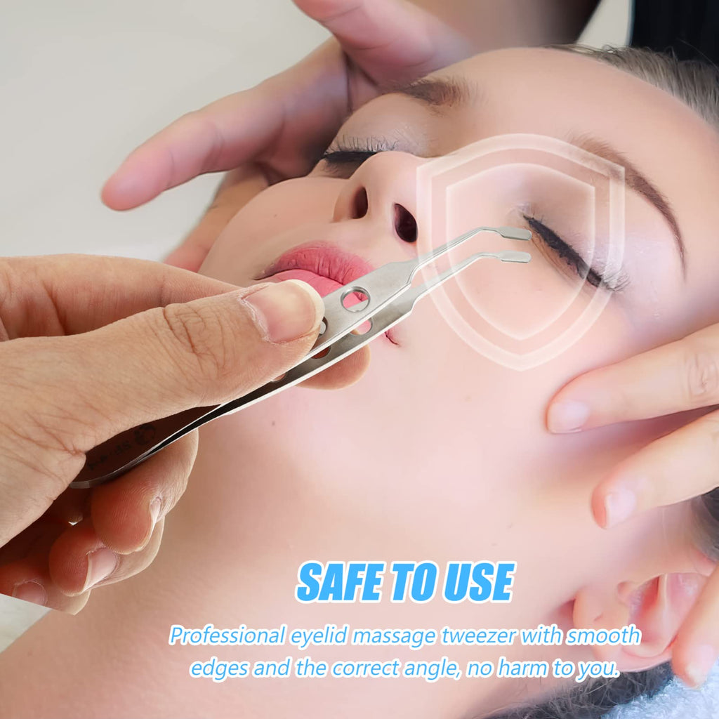 Meibomian Gland Expressor, Stainless Steel Eyelid Massage Forceps, Precision Face Care Tweezer Tool with Rectangle Tip for Dry Eyes