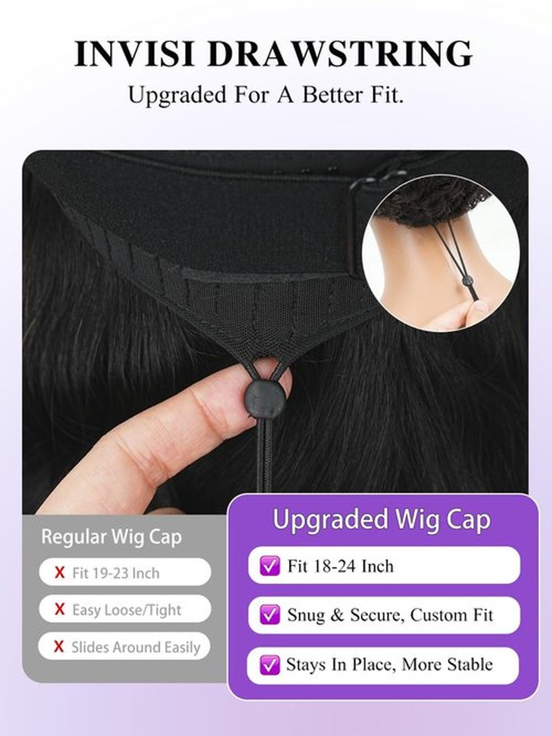 Tahikie V Part Wig Human Hair Body Wave 200% Density Upgrade U Part Wigs With Drawstring No Sew in No Glue Half Wigs Human Hair V Shape Clip In Half Wig For Women Natural Color 18 Inch