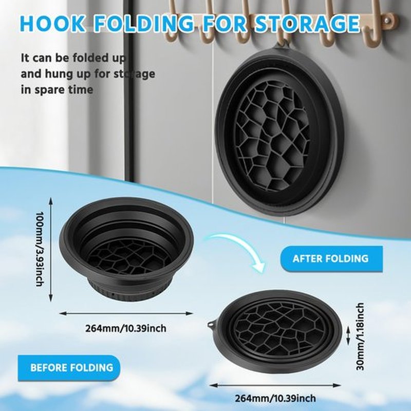 Face Tub for Ice Bath with Built-in Ice Tray – Collapsible Silicone Facial Ice Bath Bowl for Cold Plunge Therapy, Skin Tightening & Acne Relief – Portable Spa Tool for Home & Travel (Black)