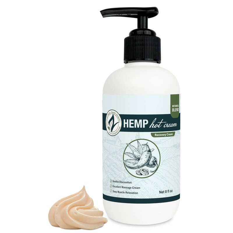 Zatural Hemp Hot Cream with Essential Oil Blend, Aloe, Hemp, and More (8oz Pump)