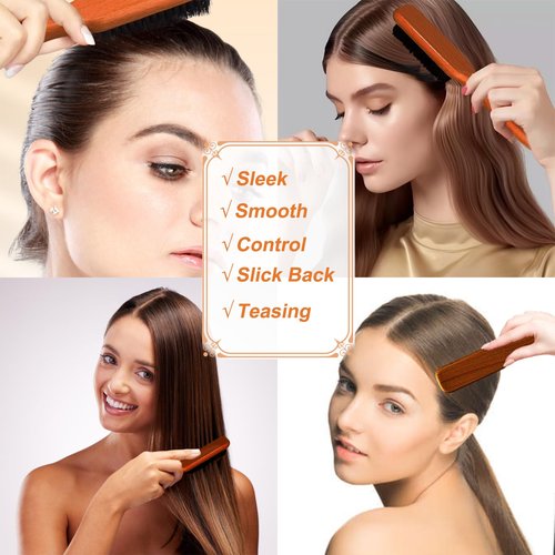 SPRINGSUGAR Slick Back Hair Styling Set – Hair Wax Stick & Boar Bristle Hair Brush for Sleek Styles – Control Flyaways, Baby Hairs & Frizz – Wax Stick for Women Sectioning & Parting