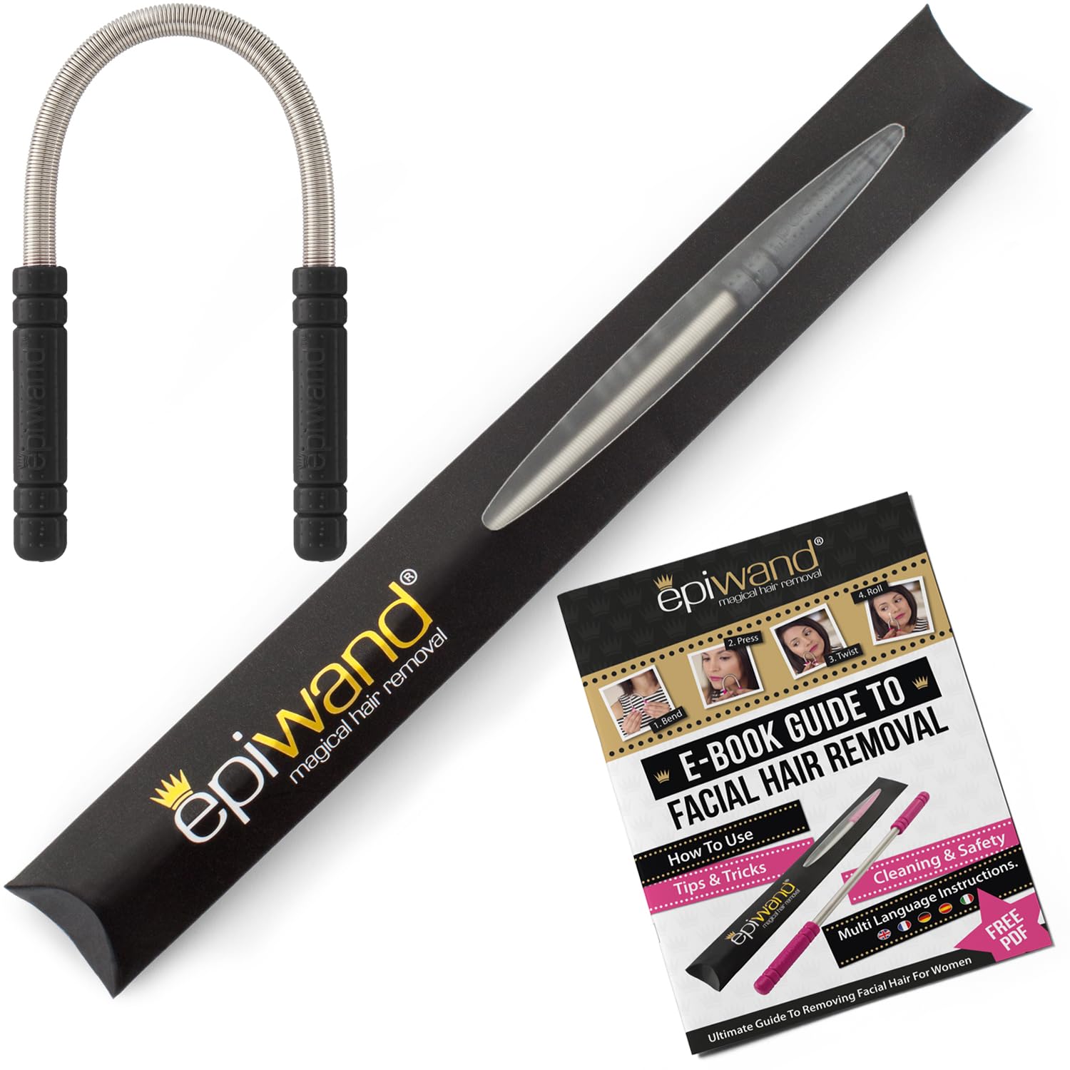 Epiwand Facial Hair Remover Spring Threading Tool - Our Women’s Facial Epilator Coil Removes Peach Fuzz, Chin, Cheek, Neck, Mustache and Upper Lip Hair Quickly - How to Use Instructions in Box.