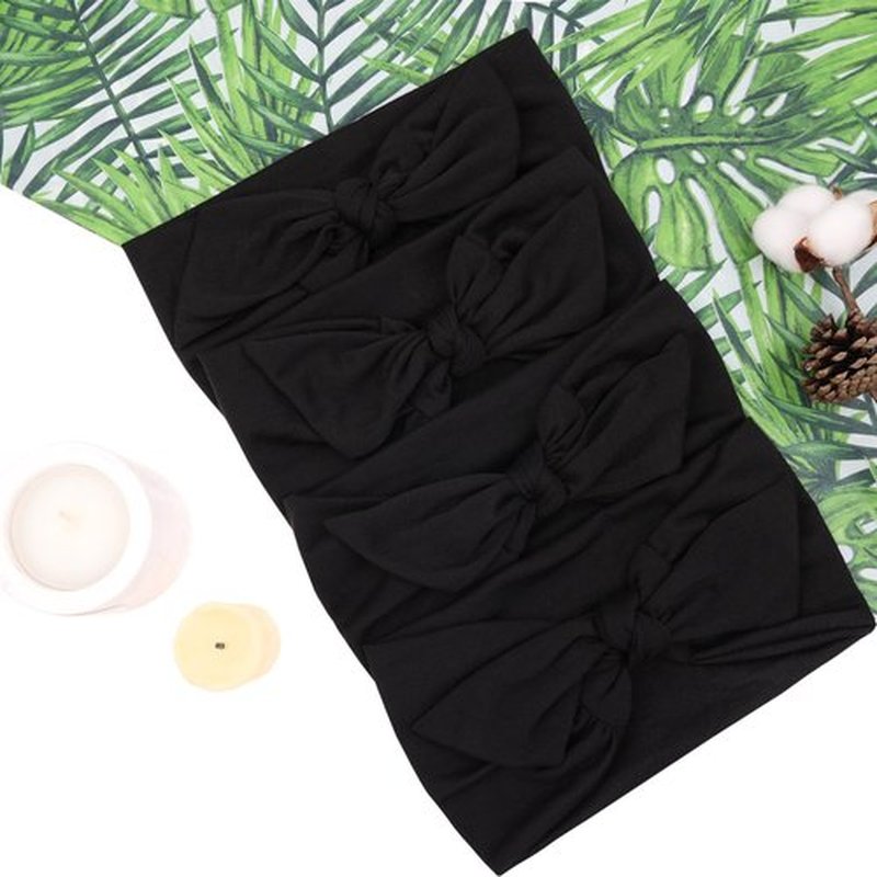 TuTive 4 Pieces Knotted Adjustable Headbands for Women Black Headbands Elastic Non-Slip Fashion Hair Bands for Workout Sports Running Yoga