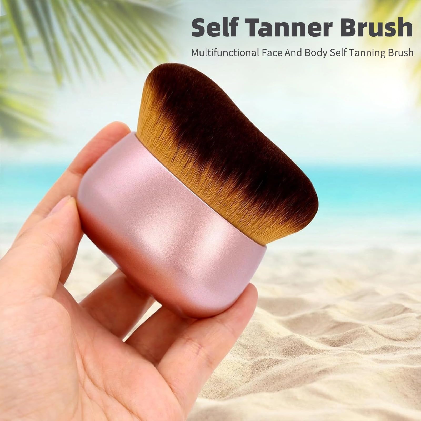Self Tanner Brush, Large Tanning Brush for Face and Body, Tanning Mitt Bronzer Brush for Self Tan, Kabuki Leg Makeup Brush Multifunctional Self Tanning Applicator (Gold)