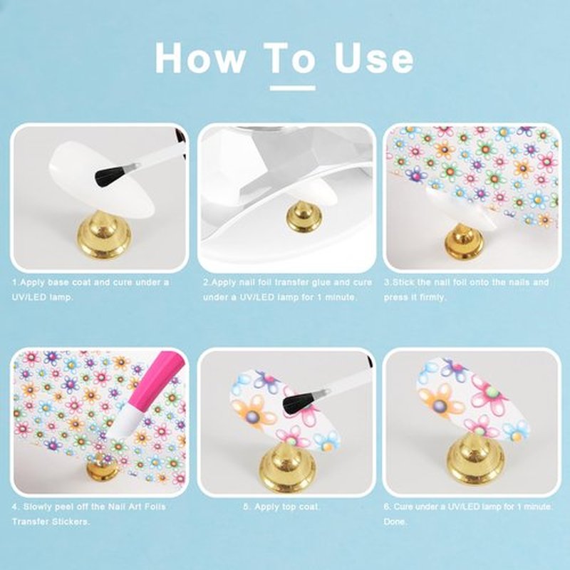 JERCLITY 300 Sheets Nail Foil Transfer Nail Art Stickers Set Marbling Flower Butterfly Aurora Gradient Patterns Nail Foil Transfer Sheets Foils Art for Women