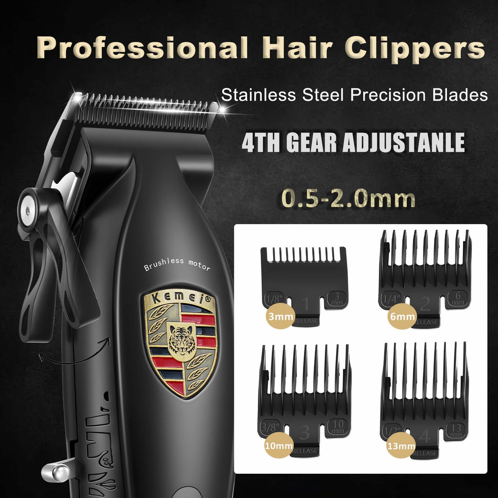 KEMEI Hair Clippers for Men Professional, Barber Clippers for Hair Cutting & Grooming, Cordless Beard Trimmer with Charging Base LED Display KM-2230 Black