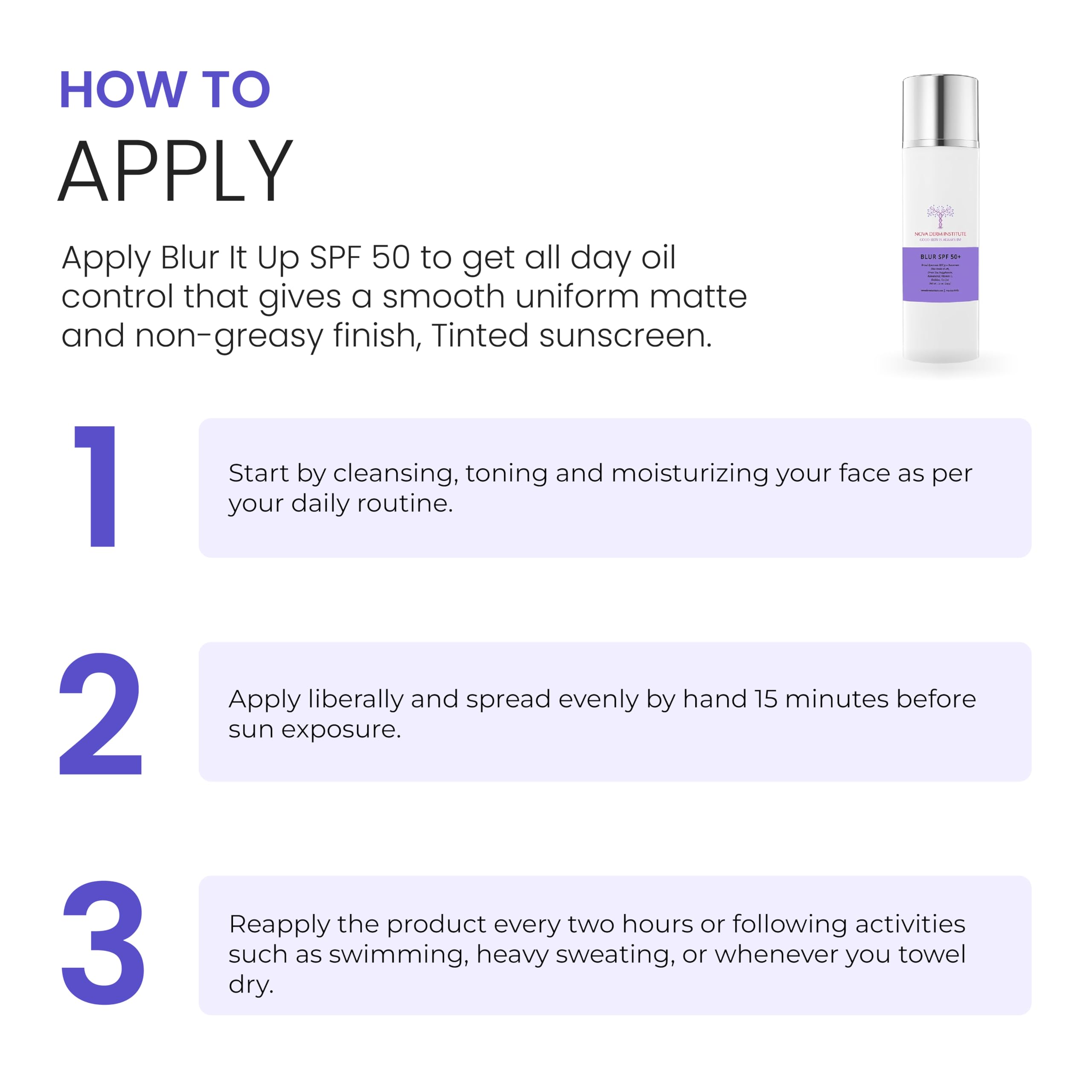 NOVA DERM Blur It Up SPF 50 Face Sunscreen Moisturizer with Zinc Oxide, Daily Face Moisturizer with SPF, Sunscreen for Dry Skin Made in USA (1.7 fl oz)
