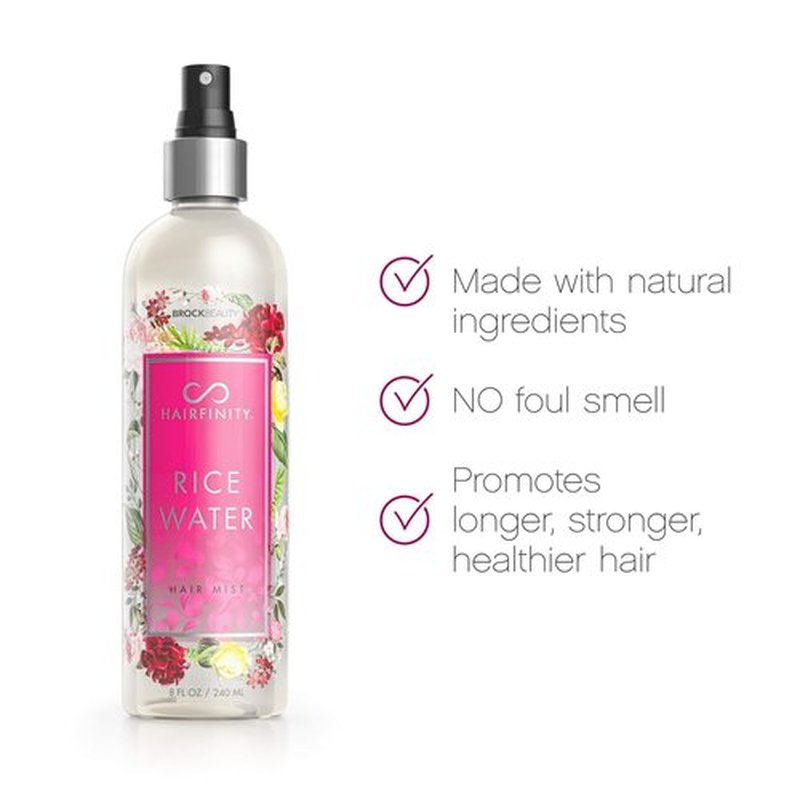 Hairfinity Rice Water Hair Mist - Nourishing Formula for Damaged, Dry, Curly Hair | 8oz Silicone & Sulfate Free