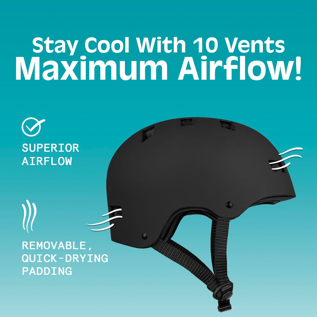 Retrospec Dakota Bicycle / Skateboard Helmet for Adults - Commuter, Bike, Skate, Scooter, Longboard & Incline Skating - Highly Protective & Premium Ventilation- Large- Matte Black