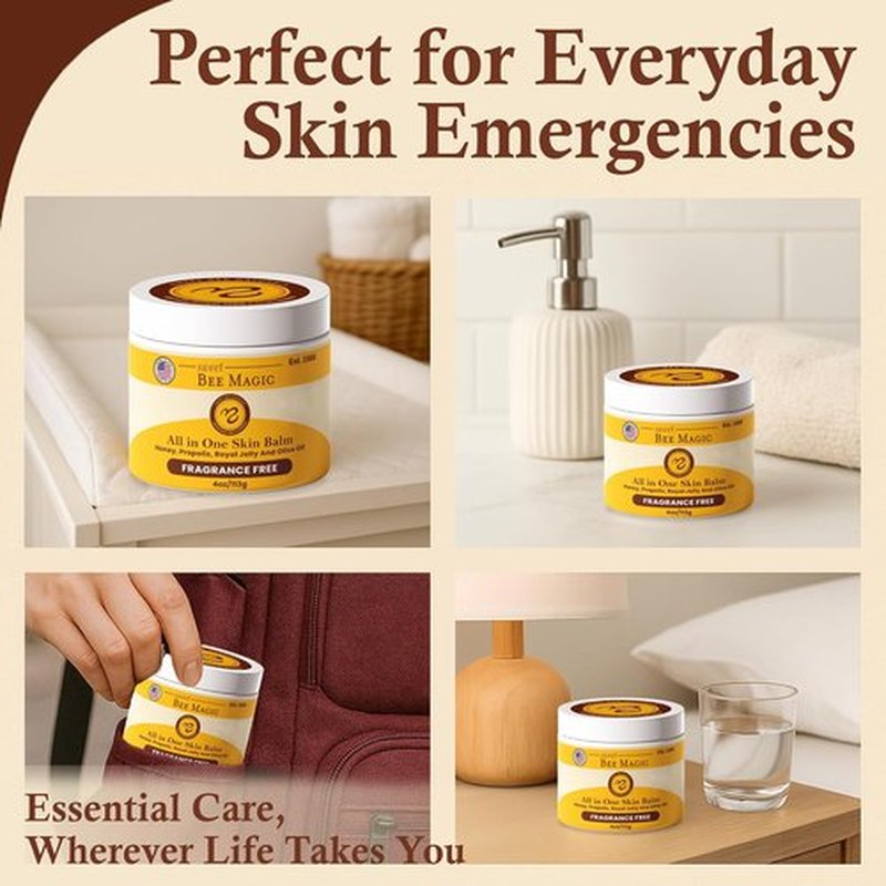 Sweet Bee Magic Organic Honey Balm - All-Natural Beeswax Moisturizer for Face & Body | 4oz Jar
