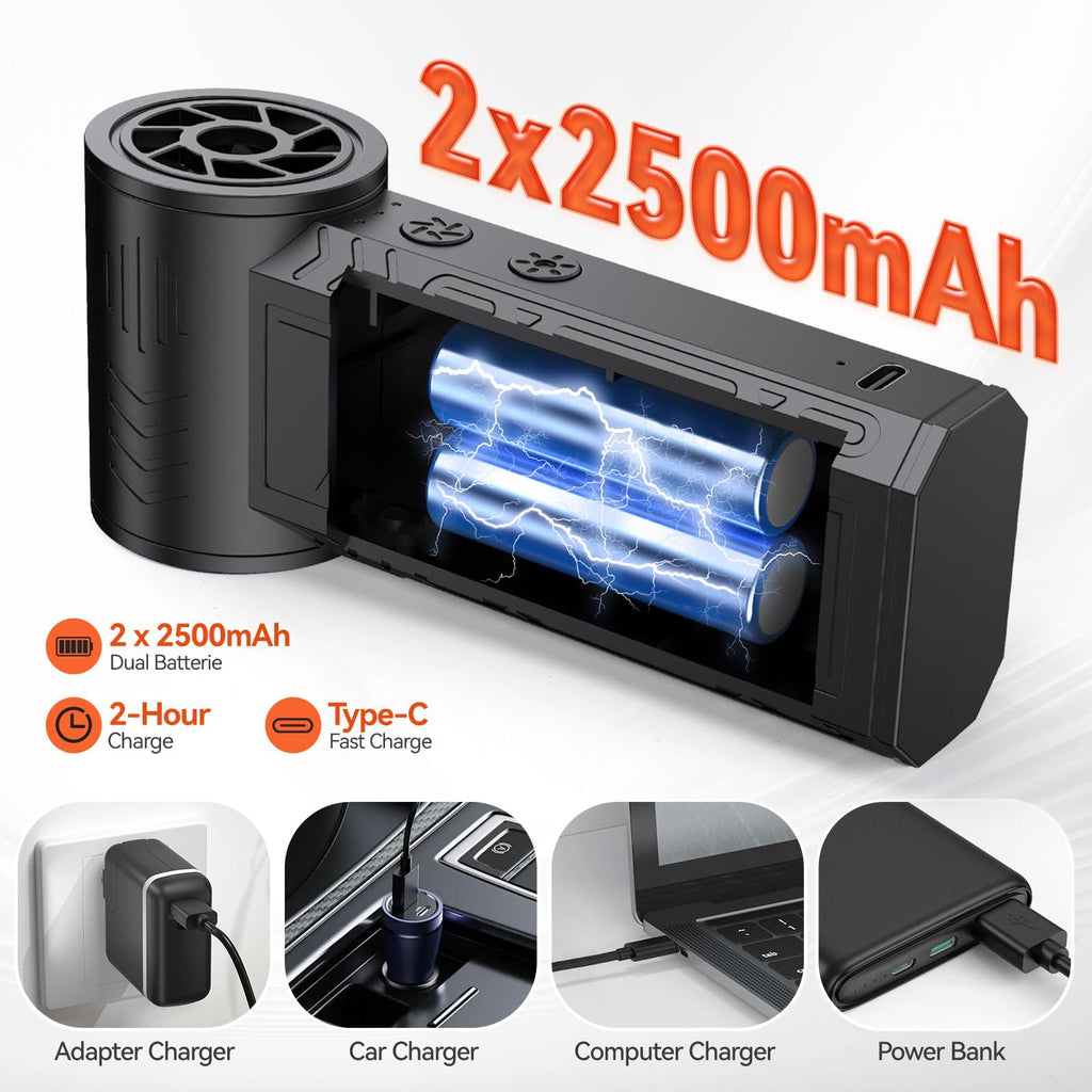 Compressed Air Duster, 130000 RPM High-Speed Electric Air Duster with Brushless Motor, 3 Magnetic Nozzles, 4 Speeds, LED Light & 5000mAh Rechargeable Battery for PC Keyboard Car Cleaning