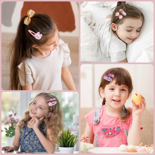56 pcs Girl Hair Clips Cute Clips for Toddler Girls Hair Accessories Rabbit/Flower/Bow Colorful Patterns