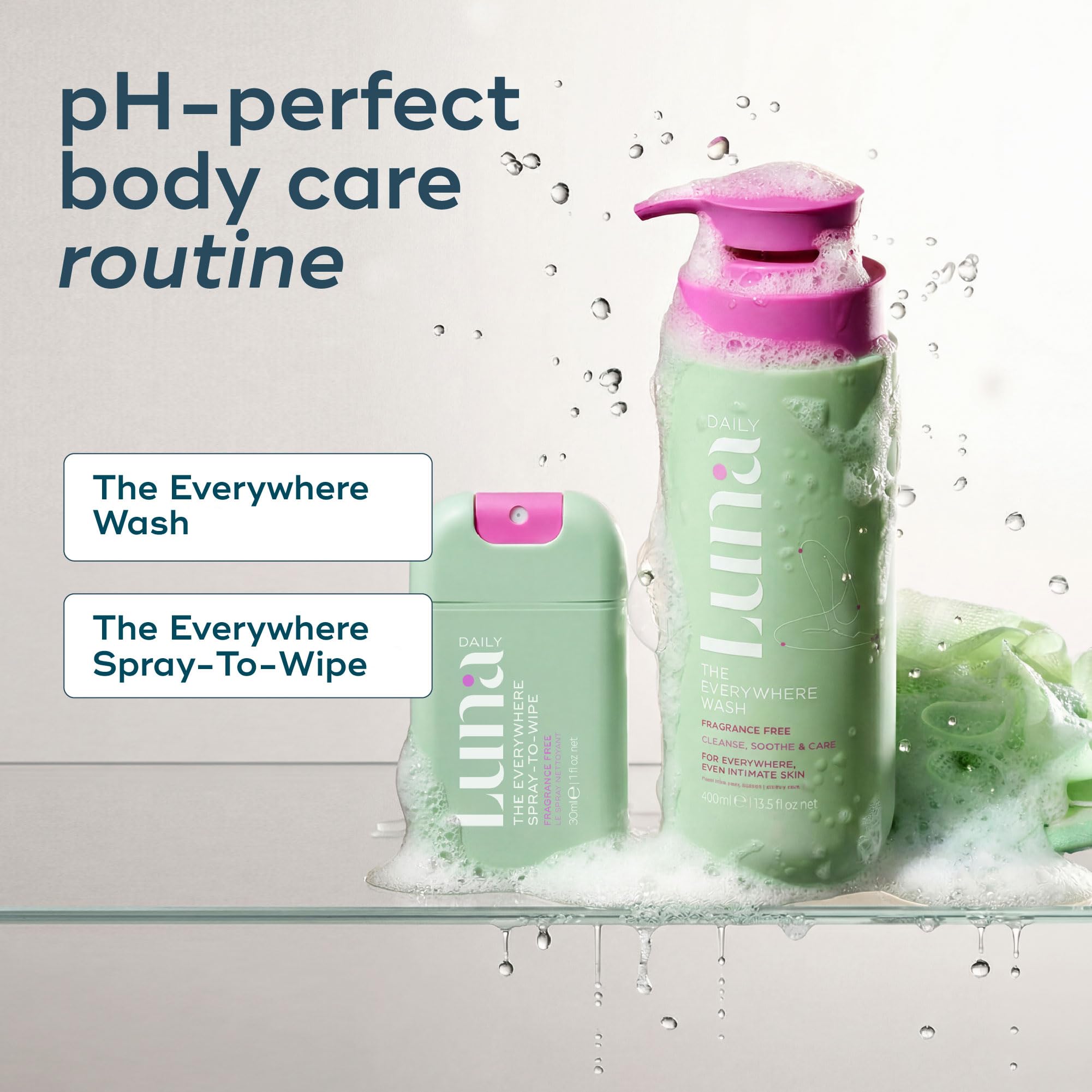 Luna Daily Body Cleansing Spray | Unscented pH-Balanced Feminine & Body Mist | Hydrating & Gentle for Intimate Hygiene, Underarms & Private Parts | Travel Essential for Women, Gym & Daily Care, 30ml
