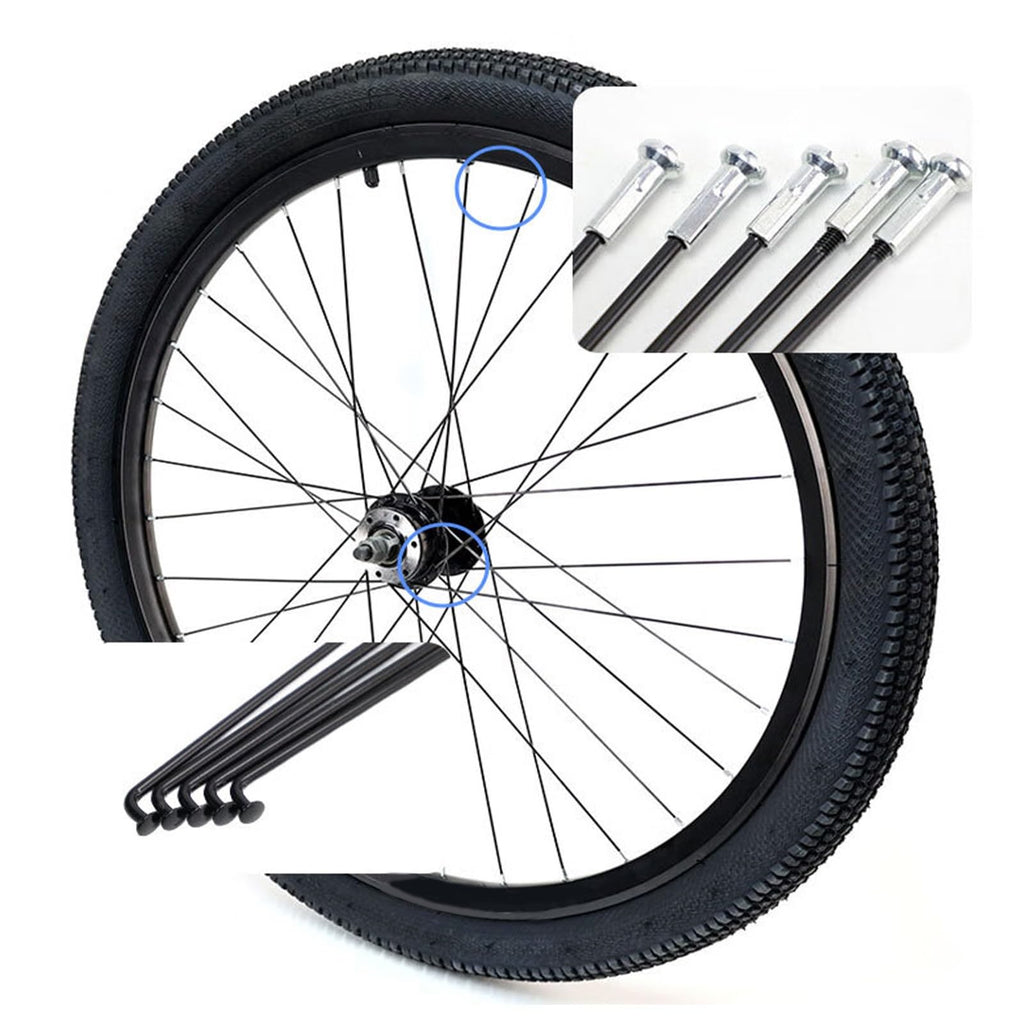 Stainless Steel Spokes and Nipples Bike Spokes，12G Bike Wheel Spokes Carbon Steel Black 10pcs for Mountain Bike Road Bike