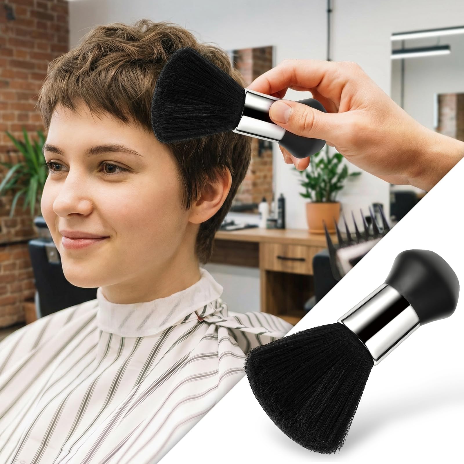 Barber Brush And Neck Duster Set - 2 Pcs Professional Barber Brushes Soft Barber Neck Duster, for Cleaning, Hair Cutting, Hair Stylist Tools and Salon Supplies