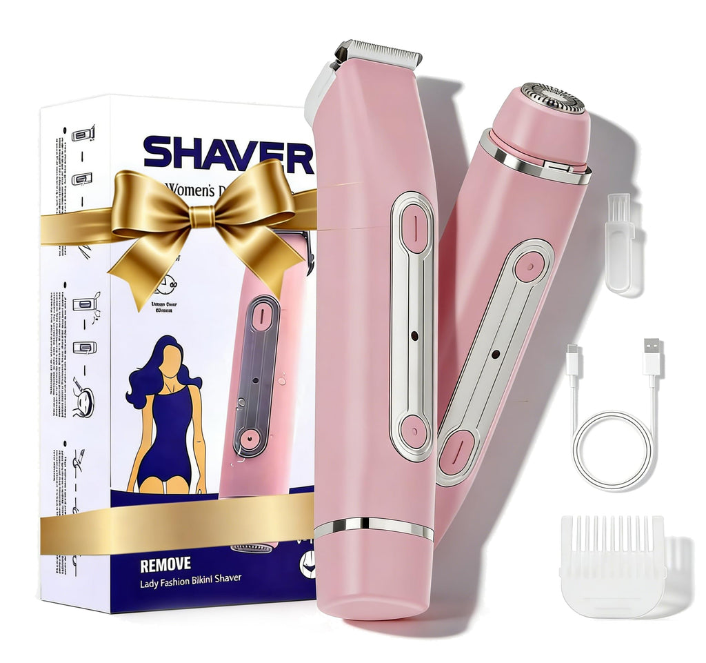 RUIM Bikini Trimmer for Women, 2-in-1 Electric Razor & Pubic Hair Remover - Painless for Sensitive Skin, IPX6 Waterproof, Cordless & USB Rechargeable for Travel, Gift for Her (Purple)