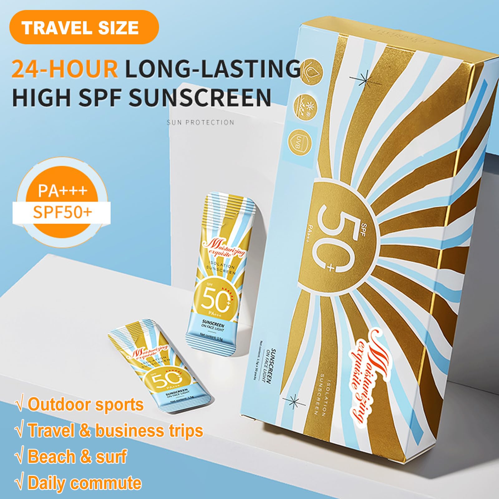 30 PCS Mini Sunscreen Bulk, SPF 50 Travel Size Sunscreen for Face and Body, Mini Travel Sunscreen Lotion, Vacation Essentials,Outdoor Sports & Party Favors, Lightweight and Non-Greasy