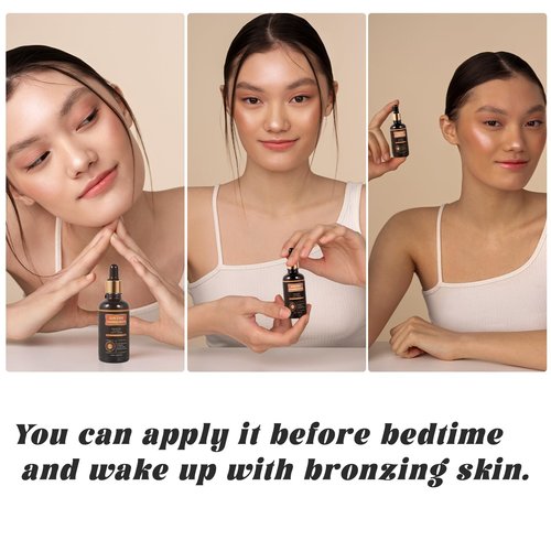 Natural Organic Self-Tanning Drops for Face -7- Carrot Seed Oil, Jojoba & DHA Bronzing Drops | Hydrating, Vegan Tanning Serum with Beetroot & Turmeric | Gentle Face Tanner for Sunless Glow