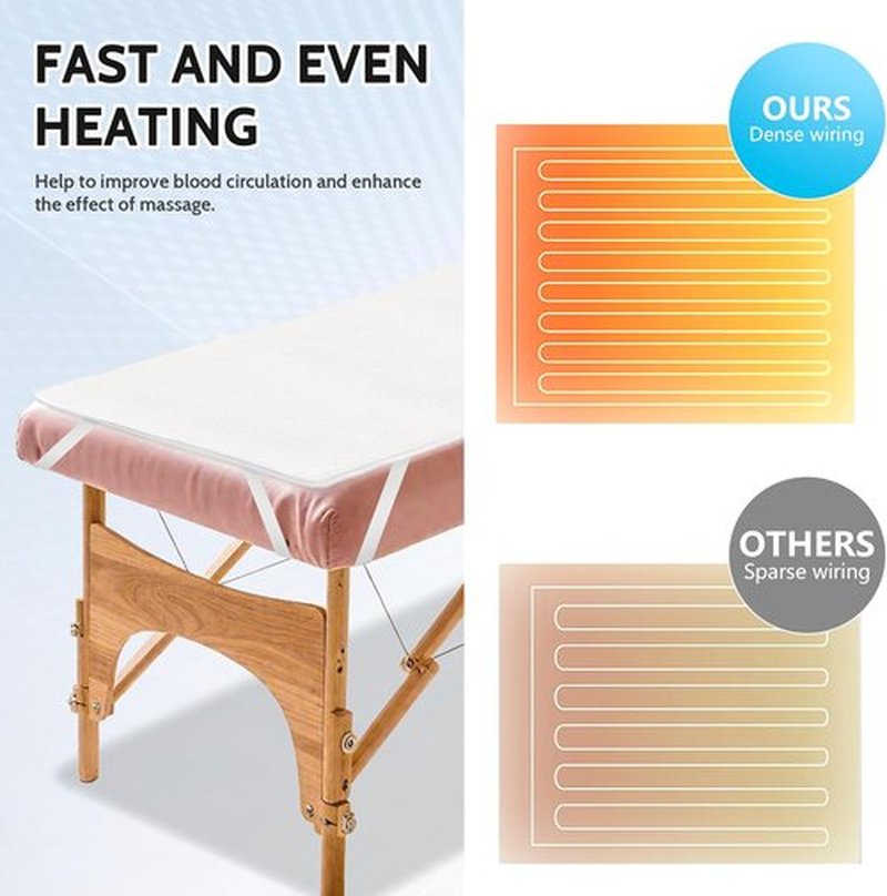 Skiennix Massage Table Warmer - Professional Heating Pad with 4 Heat Settings | 30" x 71" Size, Auto-Off & Overheat Protection