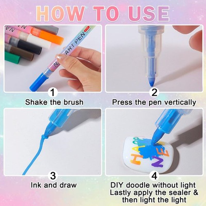 IONSGAKO Nail Art Pens Set 3D Nail Polish Pens Acrylic Paint Nail Drawing Liner Graffiti Dotting Nail Art Pen Kit Tools for Professional Nail Art Design(12 Colors)