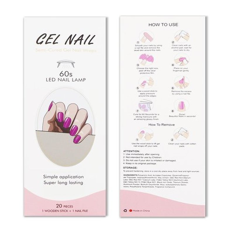 JMEOWIO Semi Cured Gel Nail Strips Purple Pink Cat Eye Gel Nail Stickers Nails Art Design Decoration Accessories