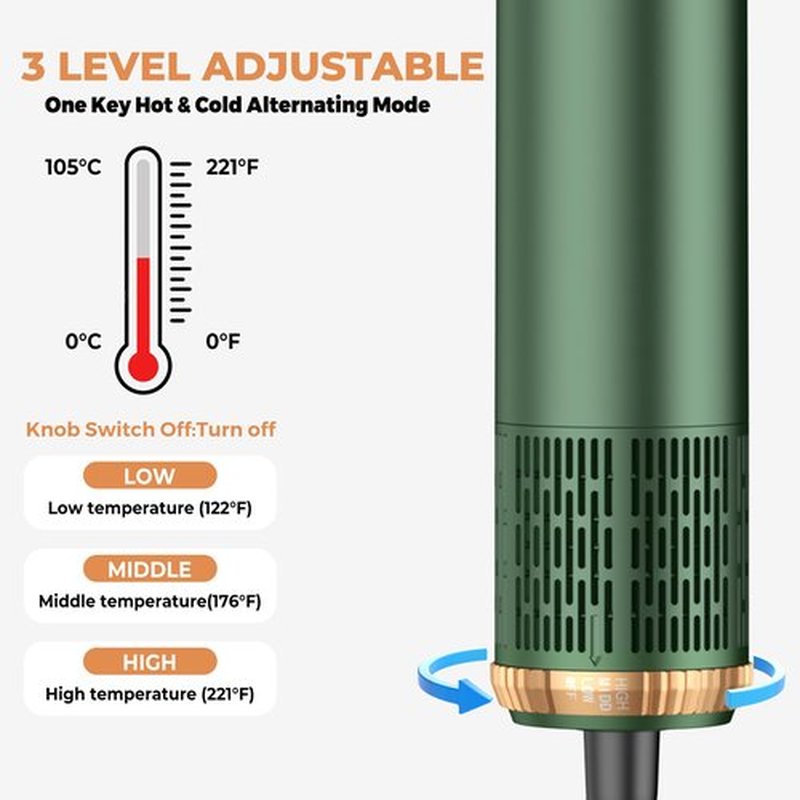 5 in 1 Blow Dryer Brush Set,Hot Air Styler Negative Ion Air Curling Wrap Air Curler, Round Brush Blow Dryer Curling Iron Hair Styling Tools Gift for Dry,Volumize, Straight,Curl,100-120V