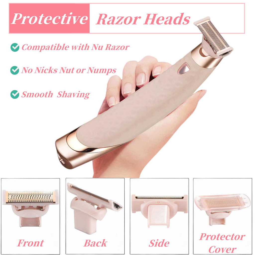 Razor Replacement Heads Compatible with Flawless Nu Razor,Body Replacement Heads for Finishing Touch Flawless Razor for Women,Hair Remover Replacement Head with Covers,Rose Gold Pack of 2.