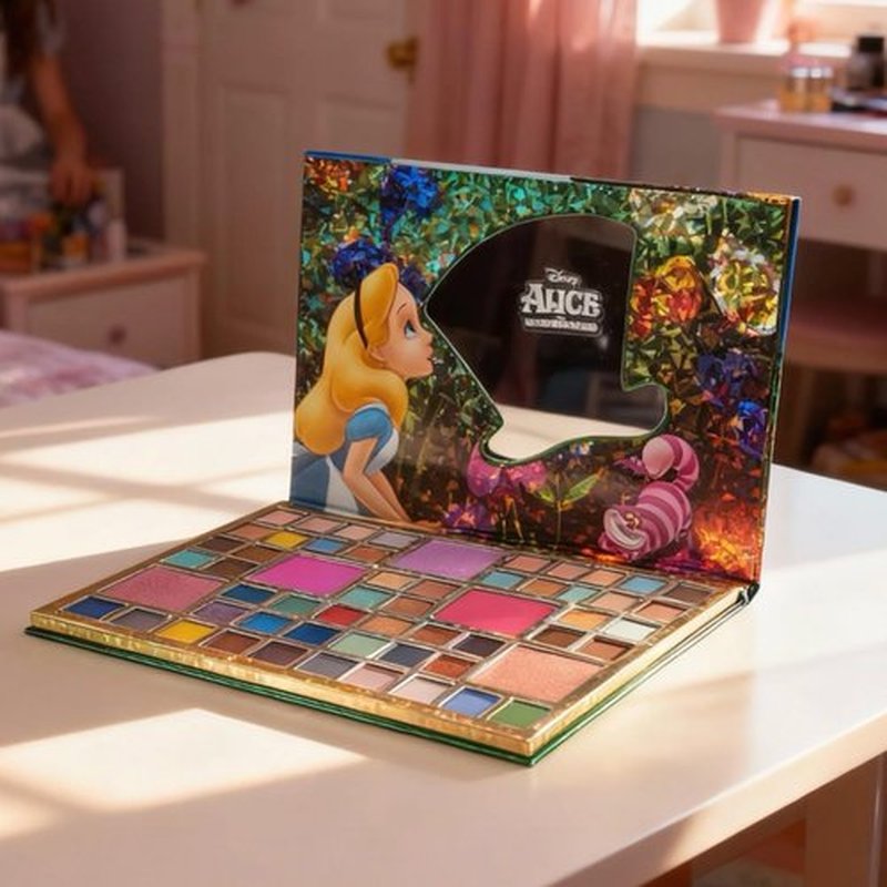 Alice in Wonderland 55 Well Eye Shadow Palette with Mirror, Makeup for Girls and Teens, Shimmery and Matte Colors, by Townley Girl
