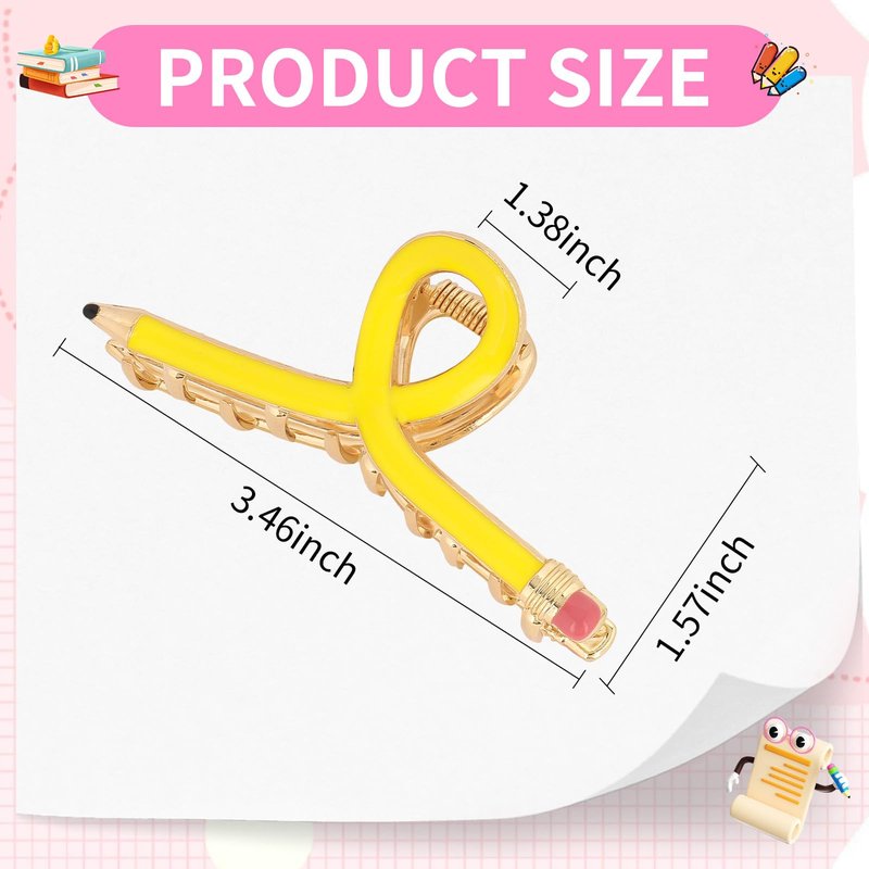 YARIEW Pencil Hair Claw Clips for Women Thick Hair Funny Back to School Hair Clips for Thin Hair Jaw Barrettes Cute Teacher Hair Accessories Teacher Appreciation Gift Party Costume Christmas