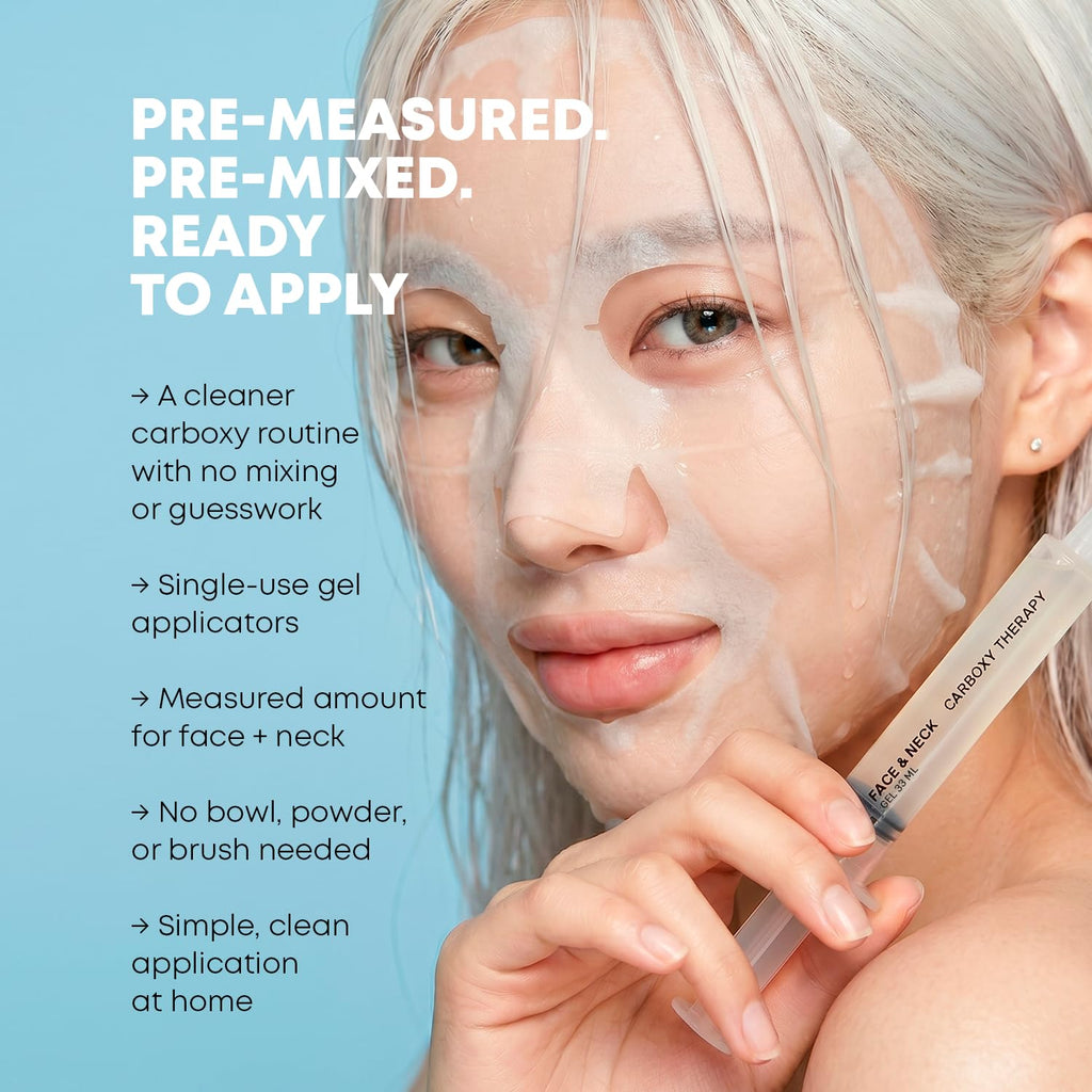 Name Skin Care Korean Carboxy CO2 Therapy Face & Neck Mask Set of 2 - Hydrating Oxygen Carboxytherapy Skincare Sheet Masks - Moisturizing Anti Aging Pore Tightening Brightening Facial Treatment Gel