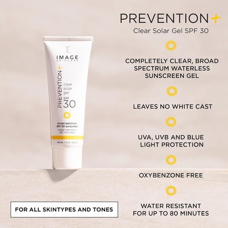 IMAGE Skincare Clear Solar Gel SPF 30 Sunscreen - Broad Spectrum, Weightless Finish, Travel Size 1.5 oz