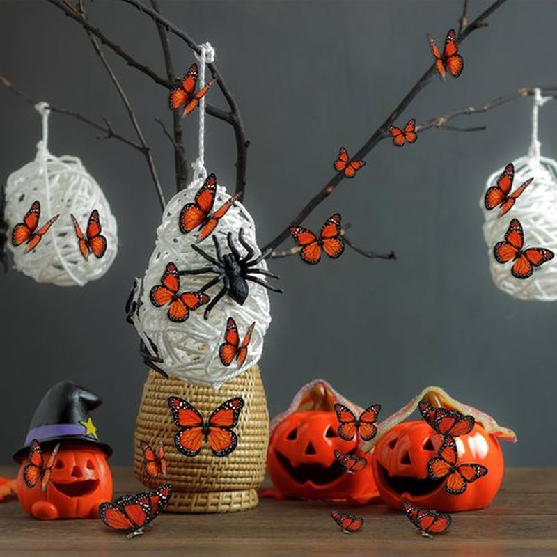12 Pcs Monarch Butterfly Hair Clips, 3D Butterfly Barrettes Hair Costumes Accessories for Halloween Day of the Dead Decorations (12 pieces)