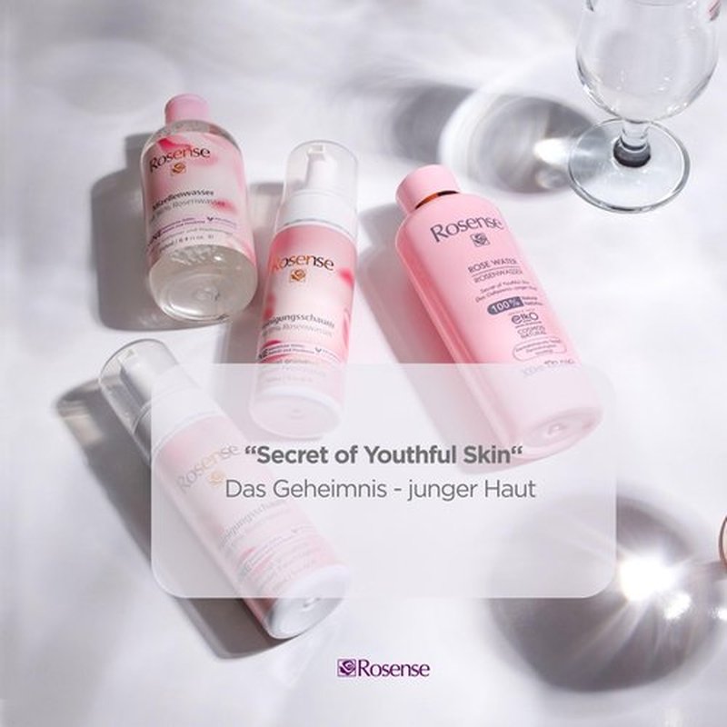 Rosense Cleansing Foam - Moisturising Facial Cleansing with 91% Natural Rose Water Vegan - 150 ml