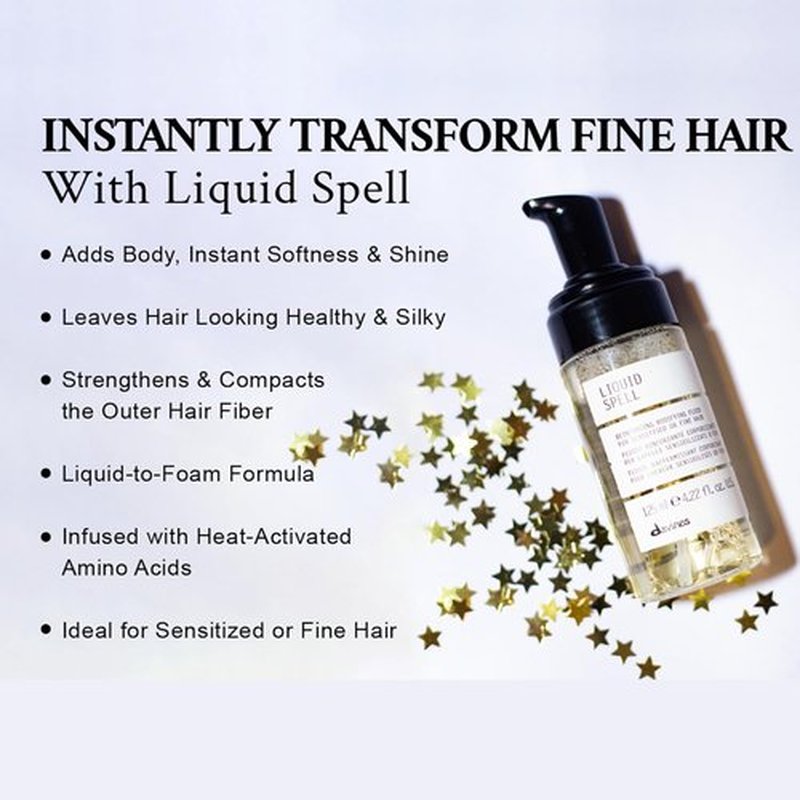Davines Liquid Spell - Volumizing Treatment for Fine Hair | Liquid-to-Foam Formula, 4.23 Fl Oz - Thickens & Strengthens