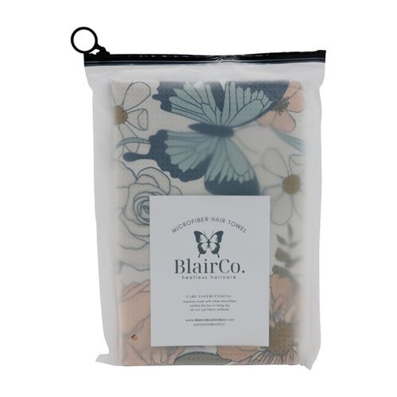 BlairCo. Microfiber Hair Towel Wrap for Women - Anti-Frizz Quick Dry Hair Wrap for Long Hair - Hair Towels for Women, Hair Drying Towel Wrap - Floral Butterfly