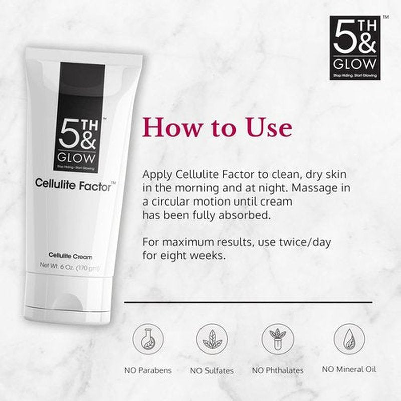 5th & Glow Cellulite Factor - Skin Tightening Cream for Body & Thighs - Firming Anti-Cellulite Lotion - 6 oz