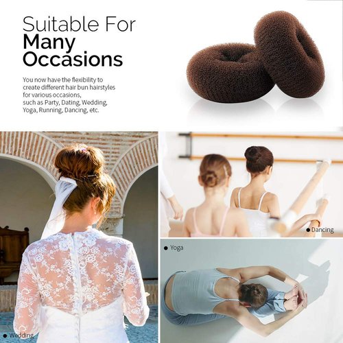 Skiennix Hair Donut Shaper - 2PCS Extra Ring Style Chignon Bun Maker for Kids | 2.5 Inch, Brown