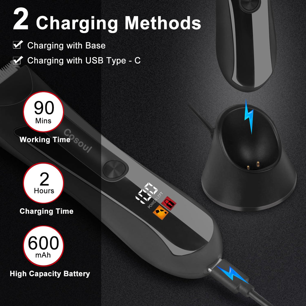 COSOUL Body Hair Trimmer for Men Professional, Electric Shaver for Pubic Hair, Chest, Legs, Compact Ball Trimmer Waterproof, Rechargeable USB C